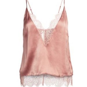 NWOT CAMI NYC THE SHAY LACE TRIM SILK CAMISOLE IN SIENNA WITH TONAL LACE M